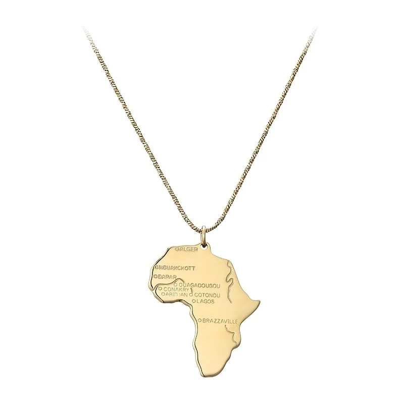 

Stylish Manufacturer Supply Stainless Steel Continent Pendant African Map Necklace