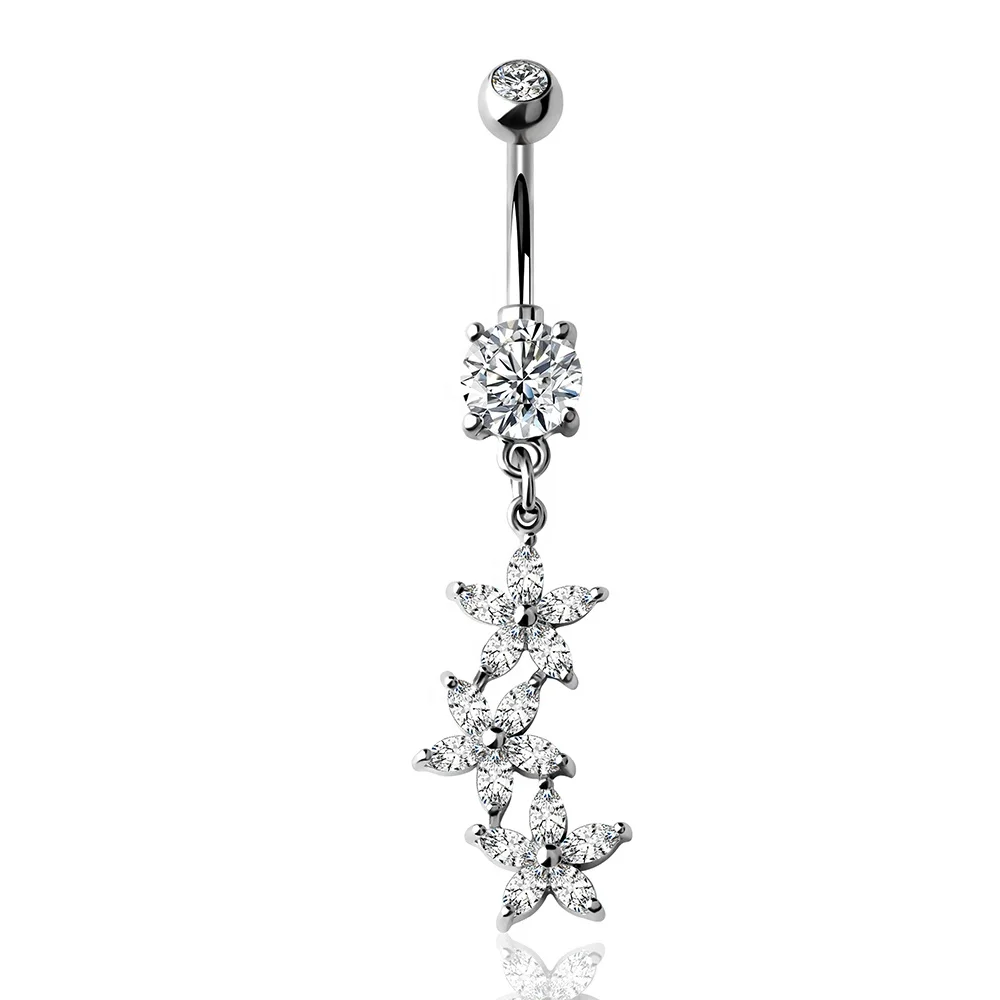 

Toposh 14G Trendy Flower Dangle Belly Button Ring Piercing Jewelry