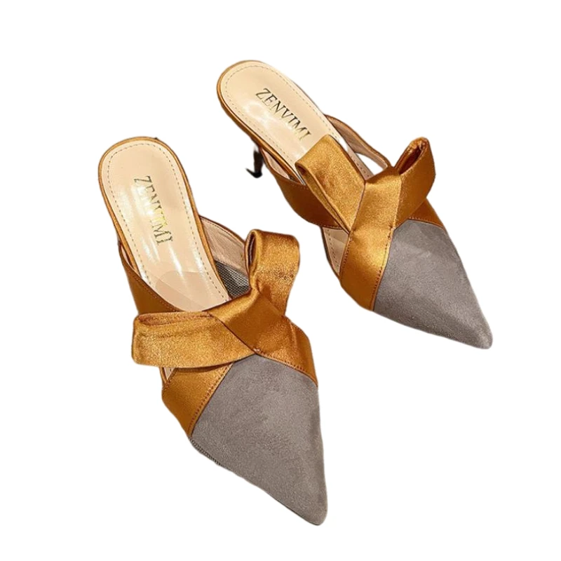

New Fashion Silk Satin Bow High Heel Shoes Ladies Stiletto Heel Sandals, Picture