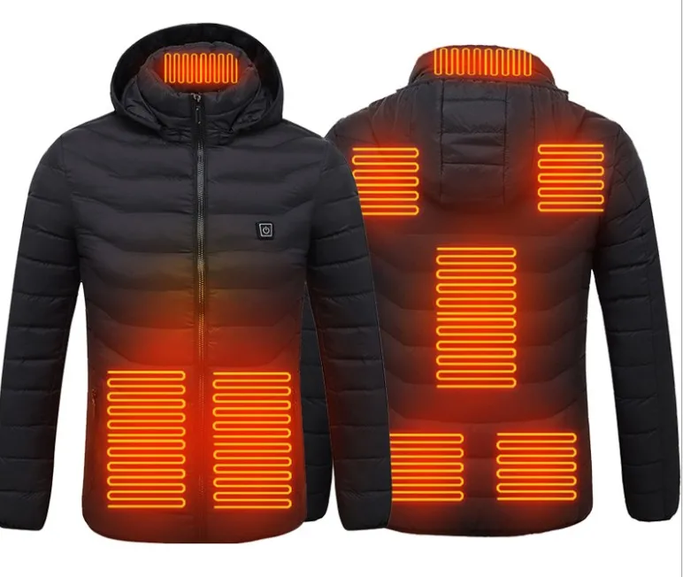 

2020 OEM custom logo heated jacket waterproof down jacket puffer coat outdoor warm overcoat power bank charging, Four color