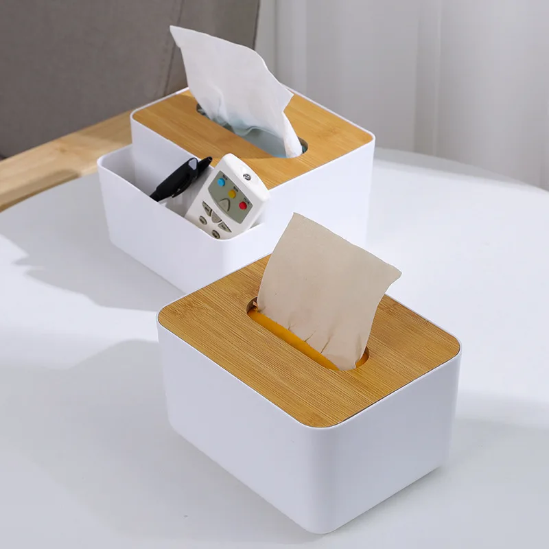 

Multifunctional wooden lid small tissue box desktop drawer home living room simple plastic remote control storage box