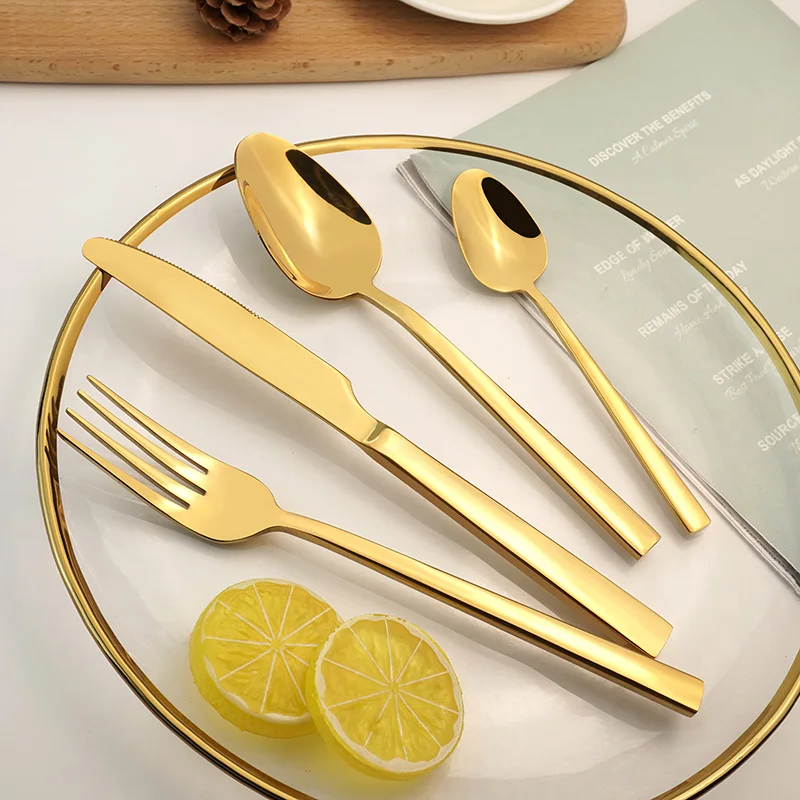 

Hot Home Selling Hotel Dinner 4Pcs Thick Stainless Steel Spoon Fork Knife Flatware Gold Cutlery Set, Sliver,gold,black,colorful,rose gold