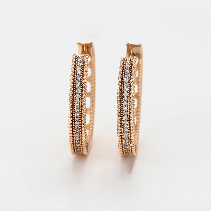 

99242 xuping fashion 18k gold plated jewelry inlayed stone hot selling huggies earring