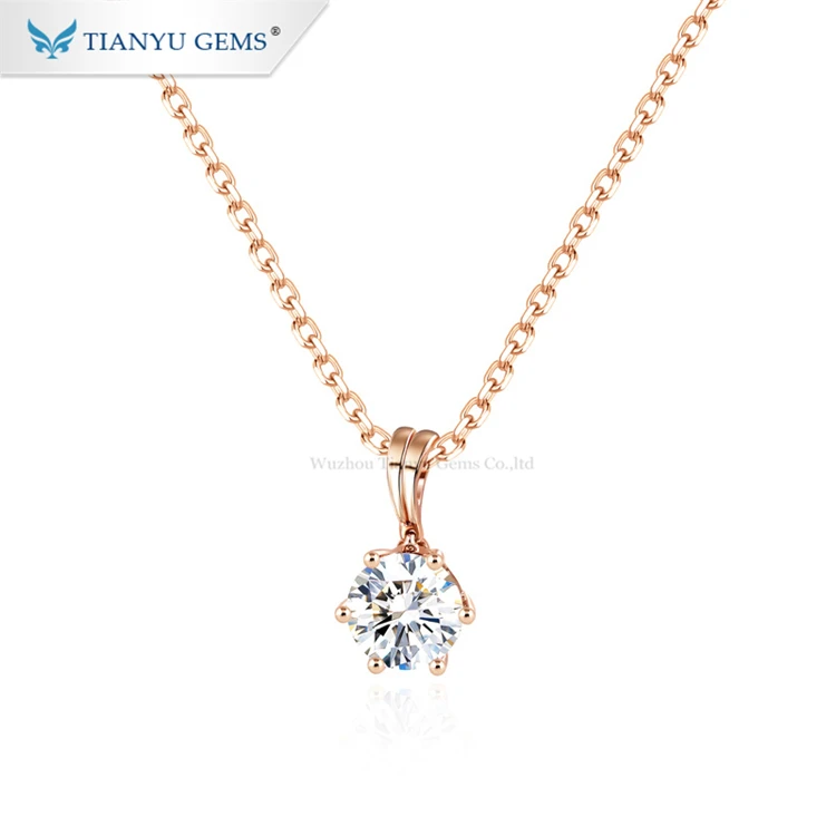 

Tianyu gems new fashion necklace 1ct moissanite diamonds 14k rose gold pendant for women