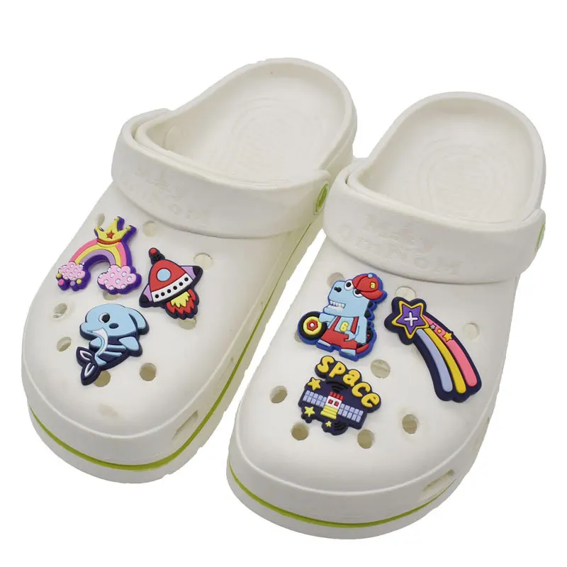 

2021 hot new product crocodile charm animal pattern rocket pattern pvc soft rubber removable shoe decoration, As picture/custom