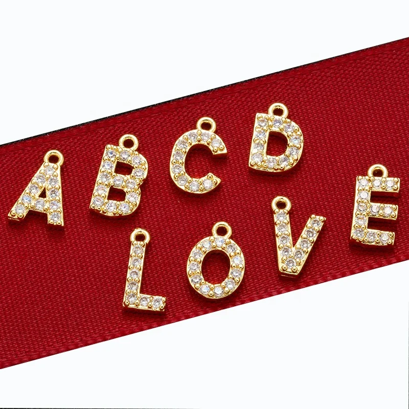 

DIY Jewelry Custom 18k Gold Plated Pendant cz Initial Letter Pendants