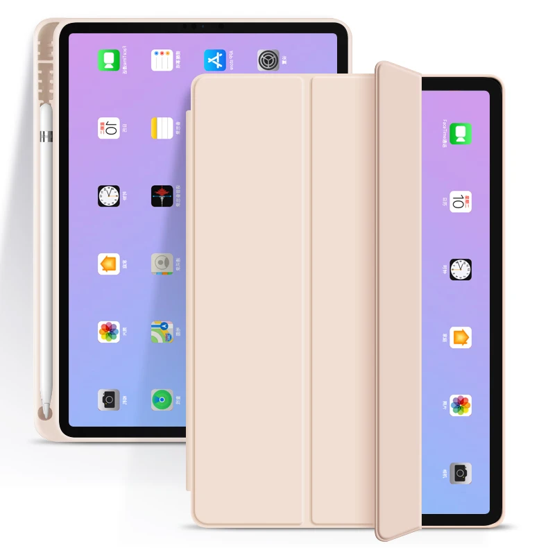 

2020 New Comprehensive protection tri fold soft tpu Air4 cover with pencil holder for ipad air4 case, 5color