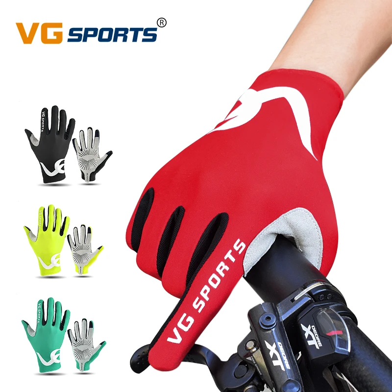

VG Sports Cycling Gloves Full Finger MTB Road Bike Lycra Breathable Anti-Slip Gel Touch Screen Shockproof Biking Gloves For Men, Black, green, red, yellow