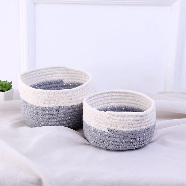 

Storage box cotton cord woven basket desktop snack basket box storage