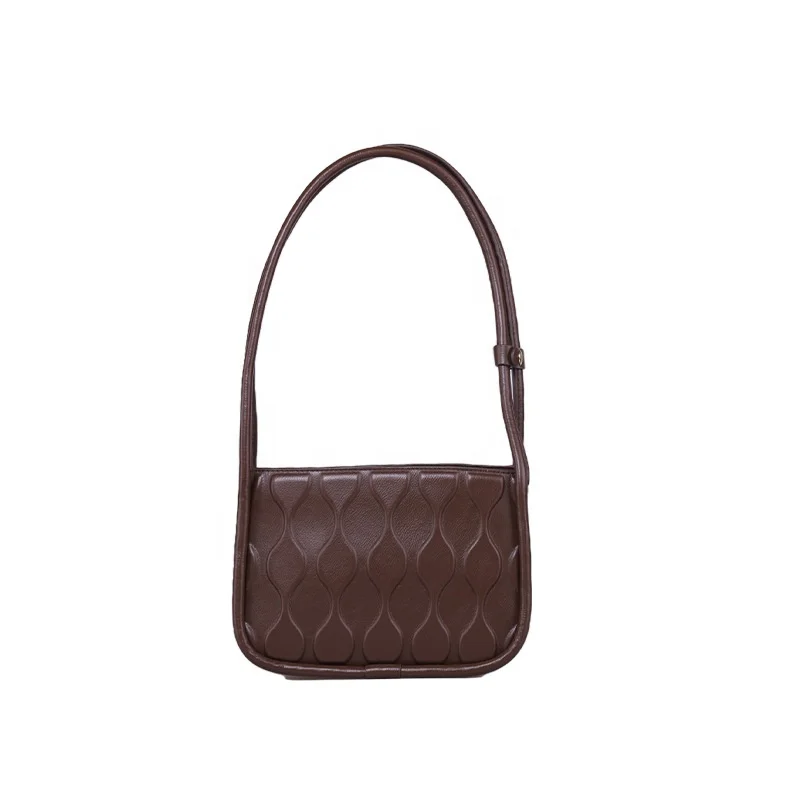

2021 New Simple Design Brown Shoulder Bag Women Ladies Commuting Daily Underarm Bag PU Leather Large Female Girls Handbag