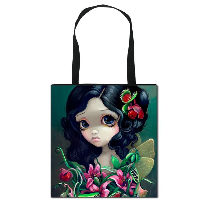 

WholesaleGothic Cartoon Girl Casual Totes Bag Women Shoulder BagTeenager Girl Handbag Fashion Shopping Bags, Customizable