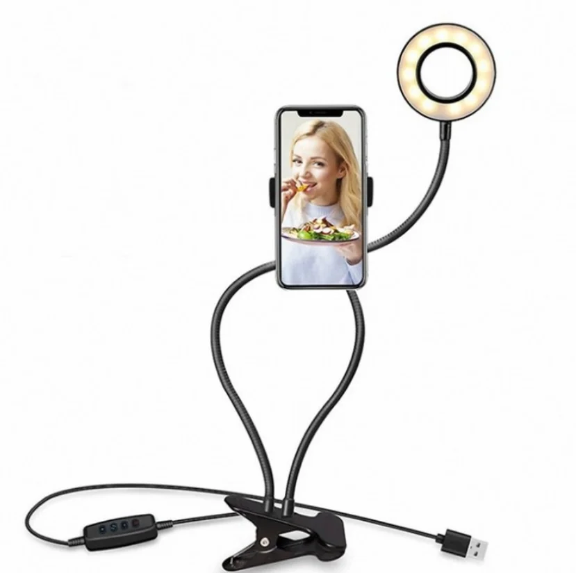 Beauty ring light clip mobile phone holder usb led flash selfie light