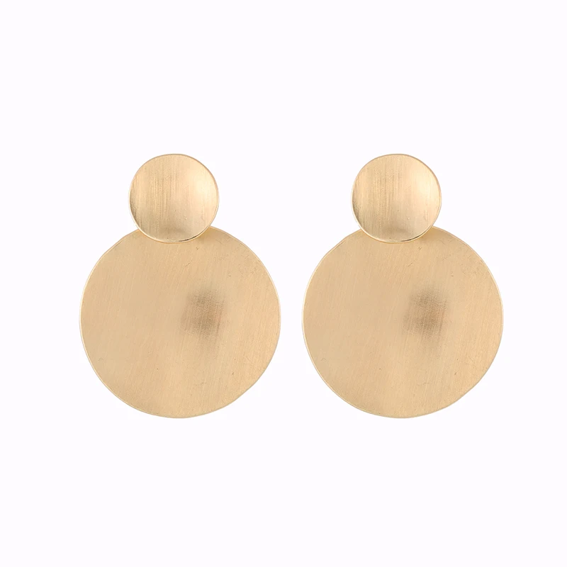 

Trendy Fashion Vintage Earrings Big Geometric Meta Round Disc Stud Earrings For Women, Gold/silver