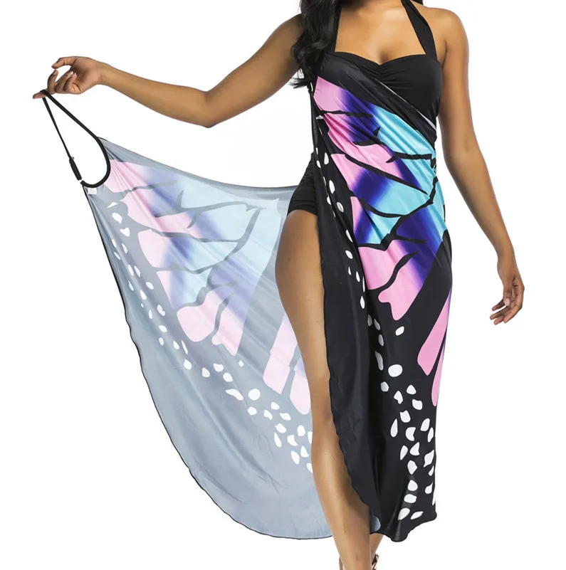 

High quality Animal print butterfly women beachwear cover up beach dress, Picture