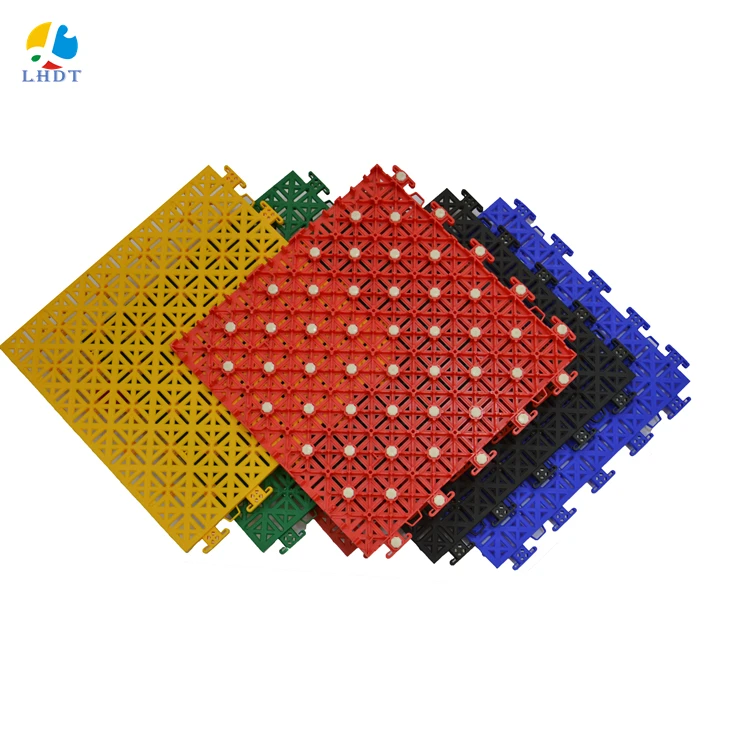 

high quality PP plastic suspended interlocking flooring tiles outdoor indoor basketball decking carpets with cushion, 12 colors