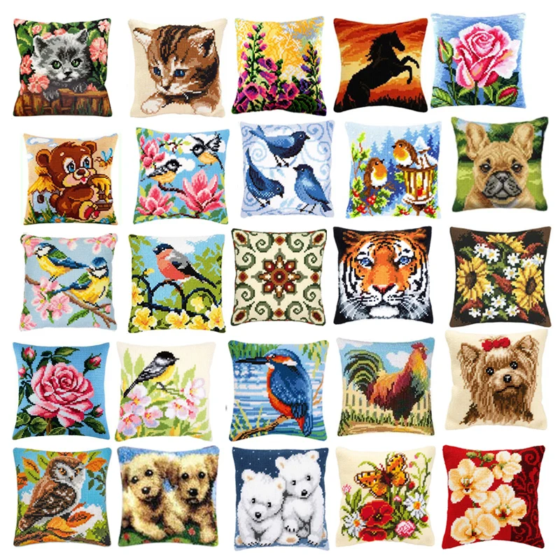 

Animal / Flower Latch Hook Rug Kits Pillow Case Making Package Latch Hook for Kids Beginners Handicraft Lovers