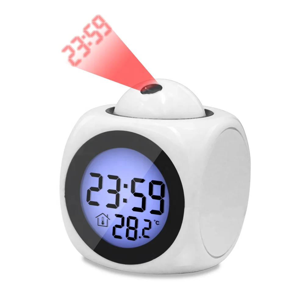 

Projection Alarm Clock LCD Digital LED Display Talking with Voice Thermometer Function Desktop