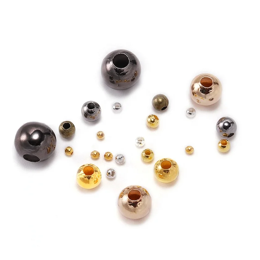

500pcs/lot 2 2.5 3 4mm Silver Gold Round Spacer Beads Ball End Seed Metal Beads For Jewelry Making Findings Accessories Supplie, Antique red/antique bronze/gold/silver/gun black/multicolor/rhodium/