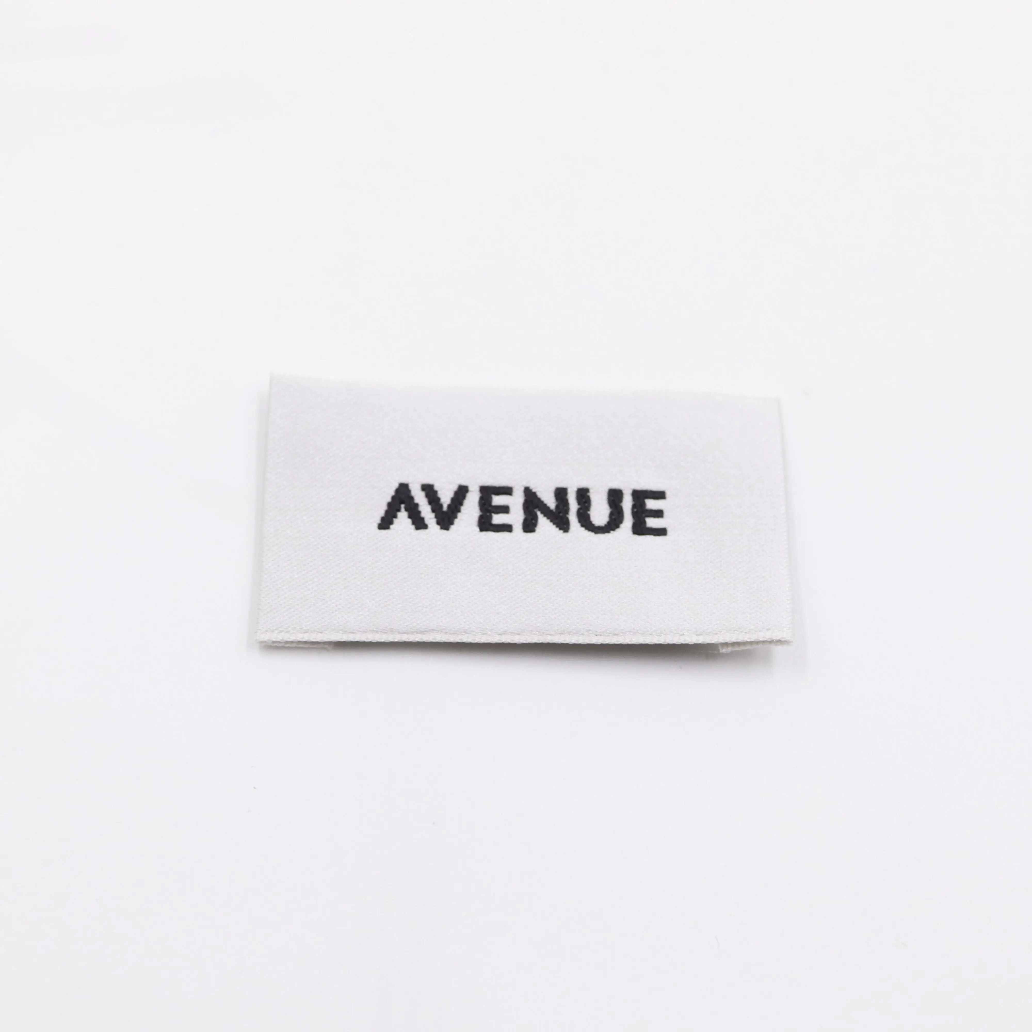 

High Quality End Fold Garment Satin Damask Polyester Woven Labels Clothing Garment T-shirt Fabric Neck Label Tag, Custom color