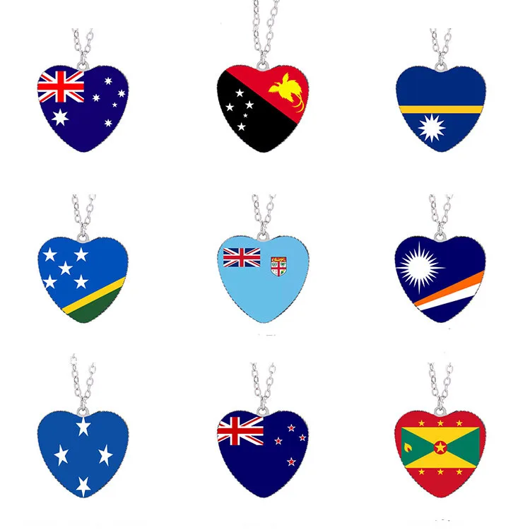 

Custom flag personalized statement Heart pendant chain necklace for women men
