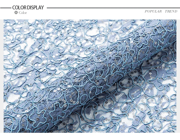 

hot sale sample available poly cord lace fabric dubai blue sequin lace fabric best seller embroidery lace, Accept customized color