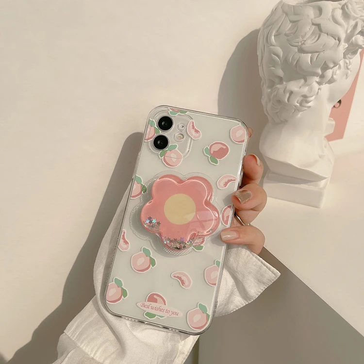 

Customized Shockproof peach Mobile phone Cover Dry Dried Real Pressed fruits and flowers Phone Case for iPhone 11