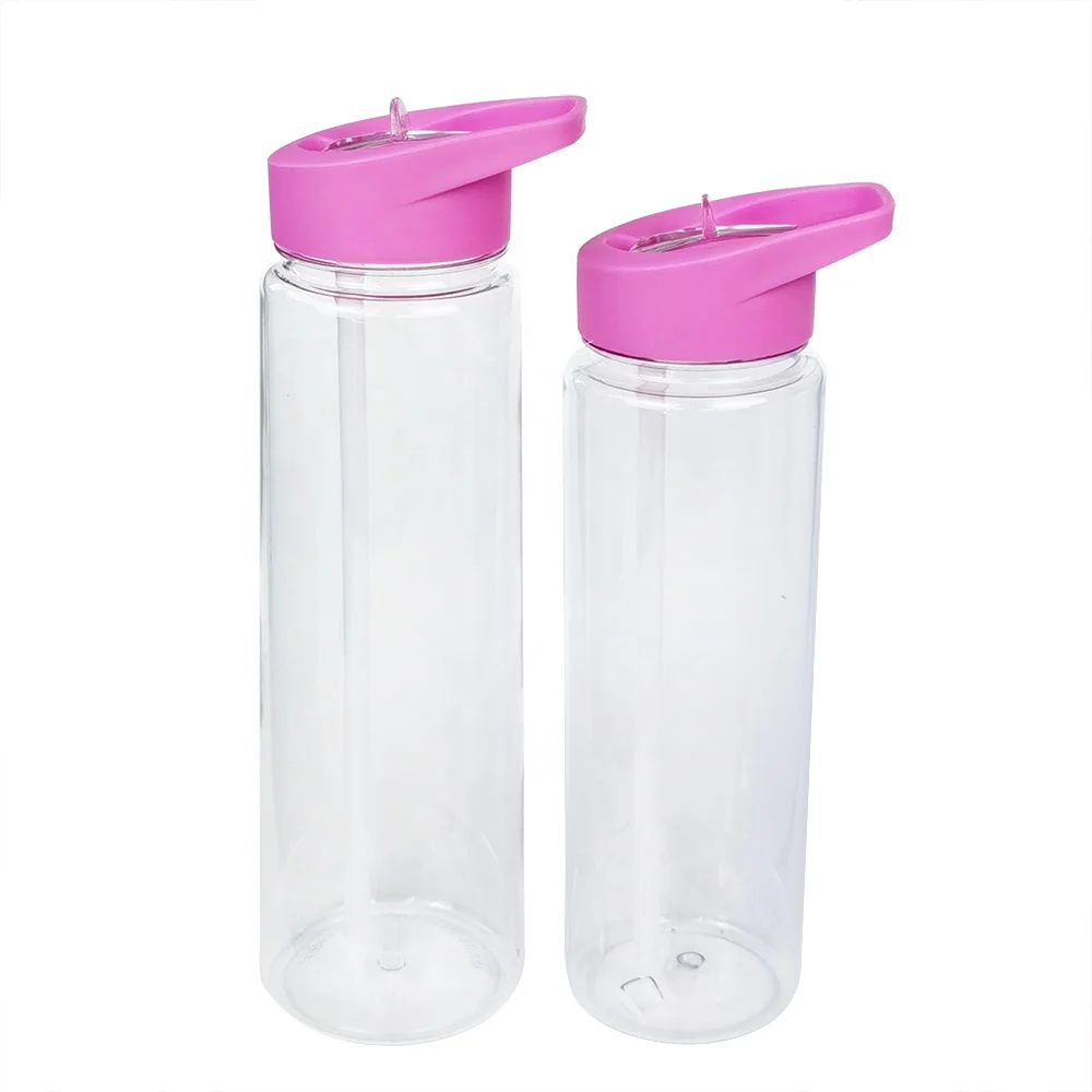 

Ecofriendly 750ml Custom Logo Wide Mouth Camping Straw Water Bottle, Portable Plastic Sports Bottle With Straw, Any color is available
