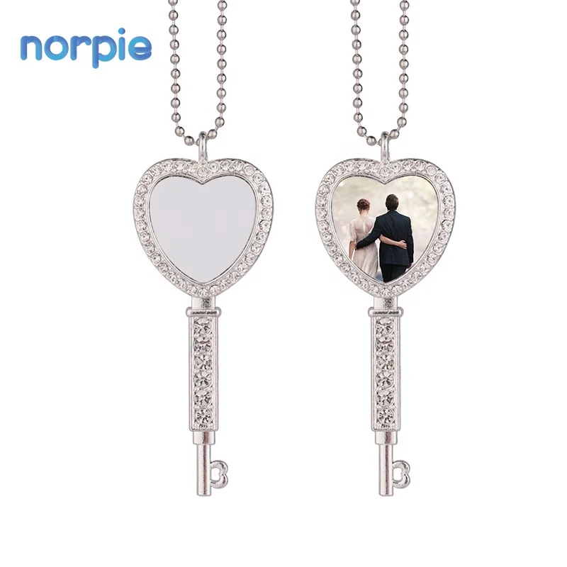 

DIY Jewelry Necklace Sublimation Rhinestone Heart Key Necklaces