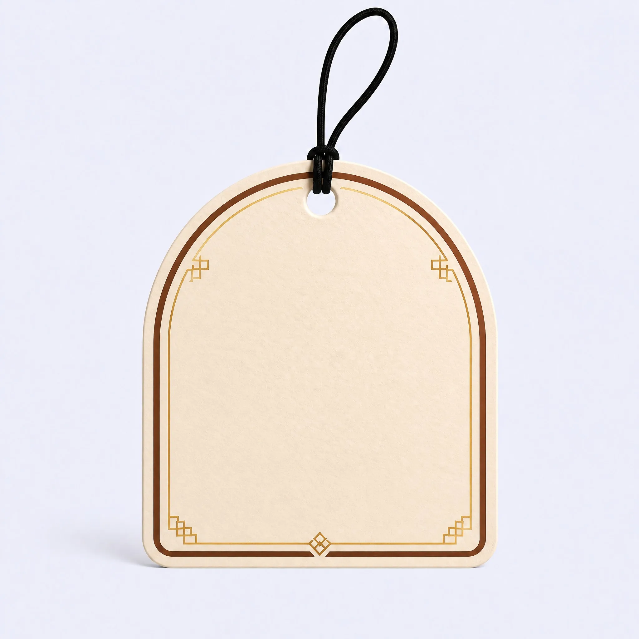 Back View of Vanilla Scented Hang Tag with Caramel Double Border and Corner Diamonds