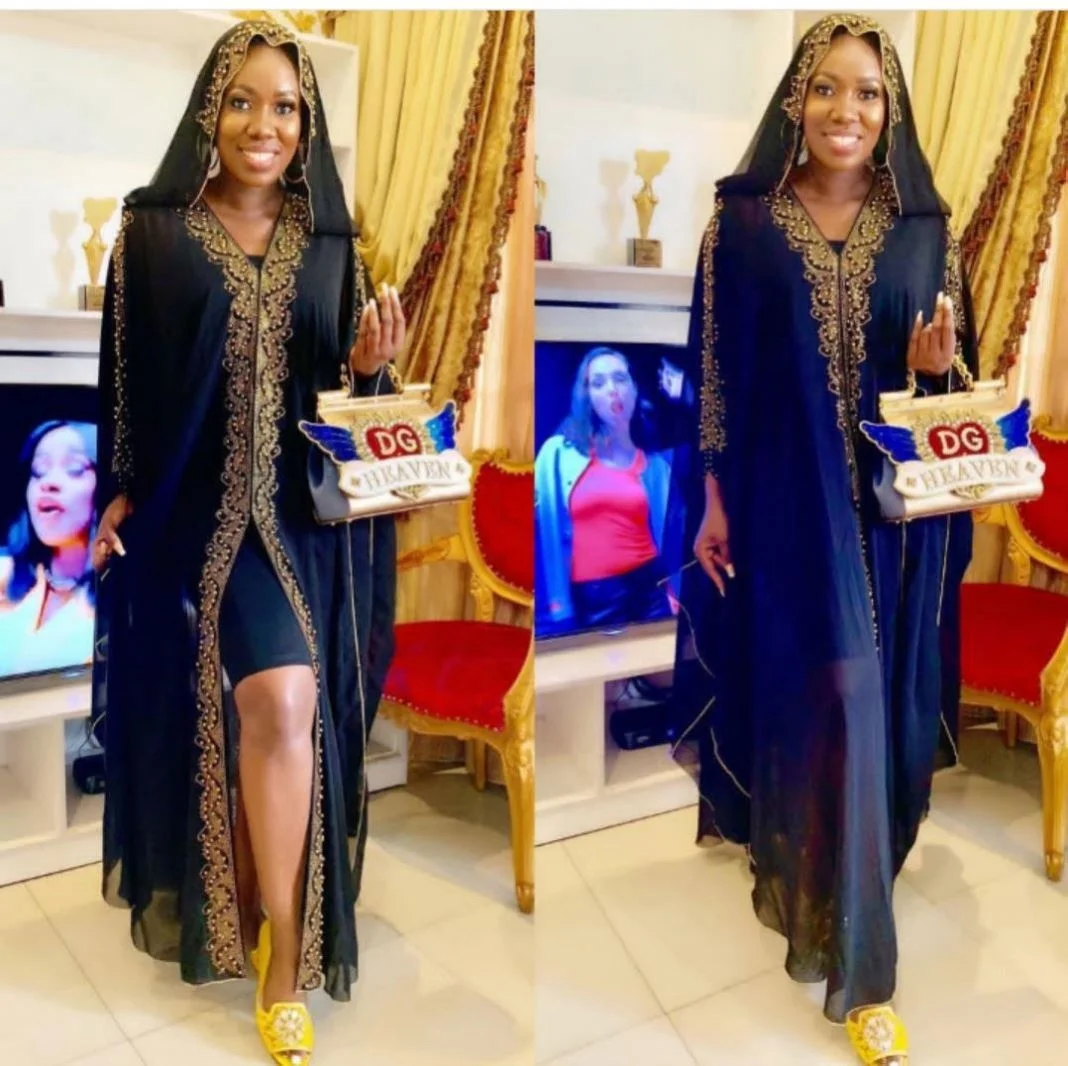 

2020 two pieces sequin muslim long gown dress abaya kaftan style for turkey ladies wear, Black or customized