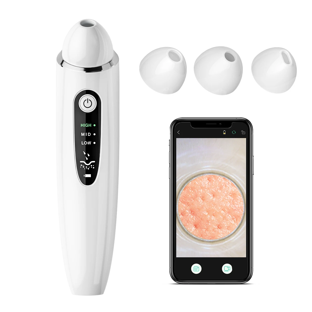 

2021 New Model H500 Hot Sale 20x HD Black Spot Soaking Beauty Equipment Blackhead Remover Vacuum Suction with Camera, White color