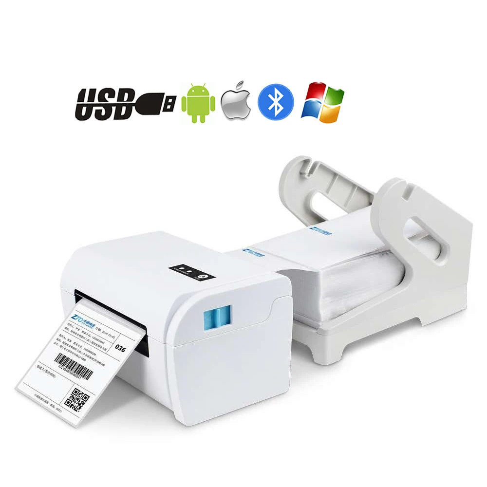 

KR-9200 Thermal Barcode Label Printer Support Ebay 4x6 Shipping Label Printer use for iOs Android MAC Windows Carton Box, White color