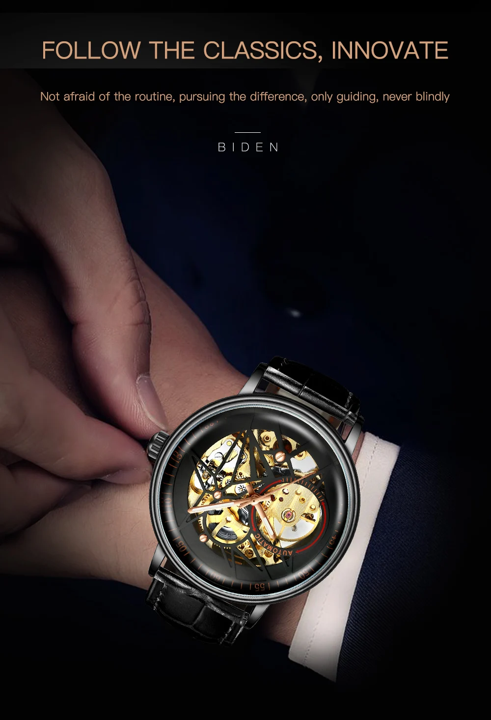Biden Automatic Watch Cut Out Watch Large Dial Waterproof Watch Genuine ...