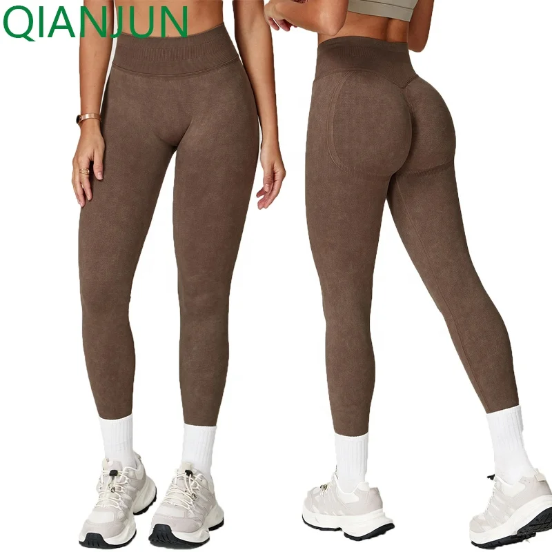 Custom Logo Women Sportswear High Waist Yoga Leggings Seamless Scrunch Butt Fitness Leggings