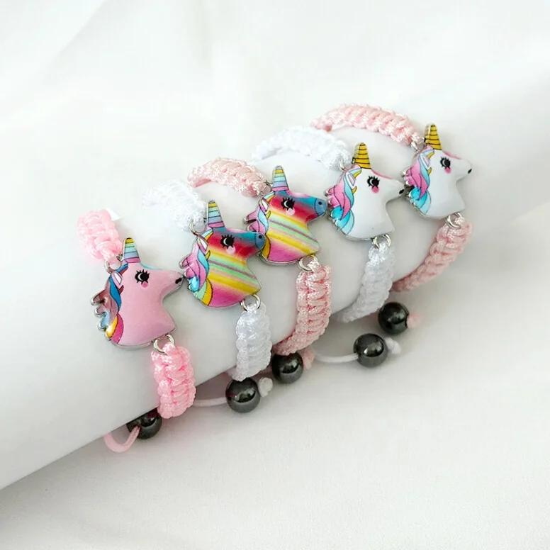 

Fashion cute Animal Cartoon Unicorn Bracelet Wristband Kids Children Party Festival Hand-Woven Charms Bracelets Birthday Gift