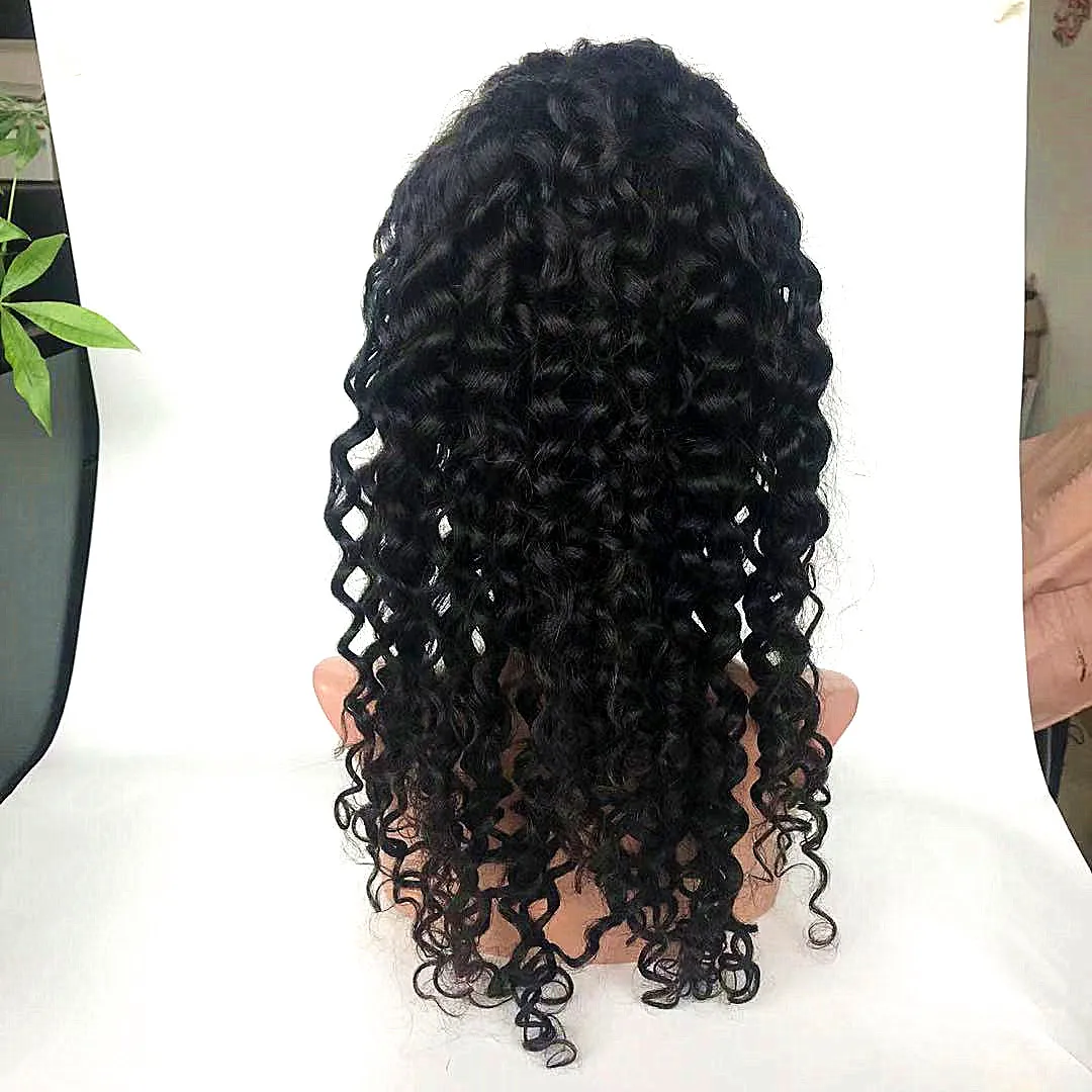 

360 wig water wave natural black middle brown lace for black lady, Oem