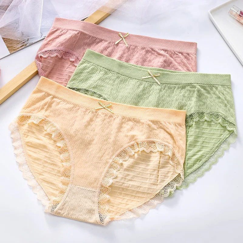 

AIPA Puff pants Japanese lace seamless panties ladies mid-waist cotton crotch briefs, Accept customized women sexy lingerie