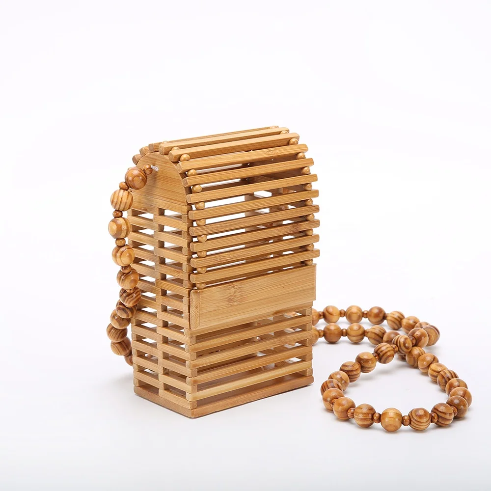 

Bamboo Mobile Phone Bag with Wooden Bead Shoulder Belt