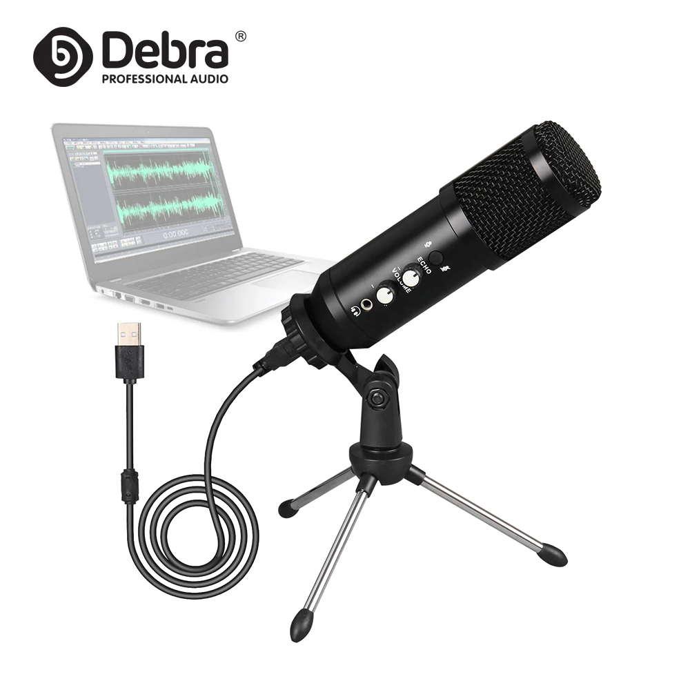 

Debra Audio CT-600 Condenser Microphon With USB Interface ,Have Monitor,Reverberation,Mute Functions,For Live, Recording