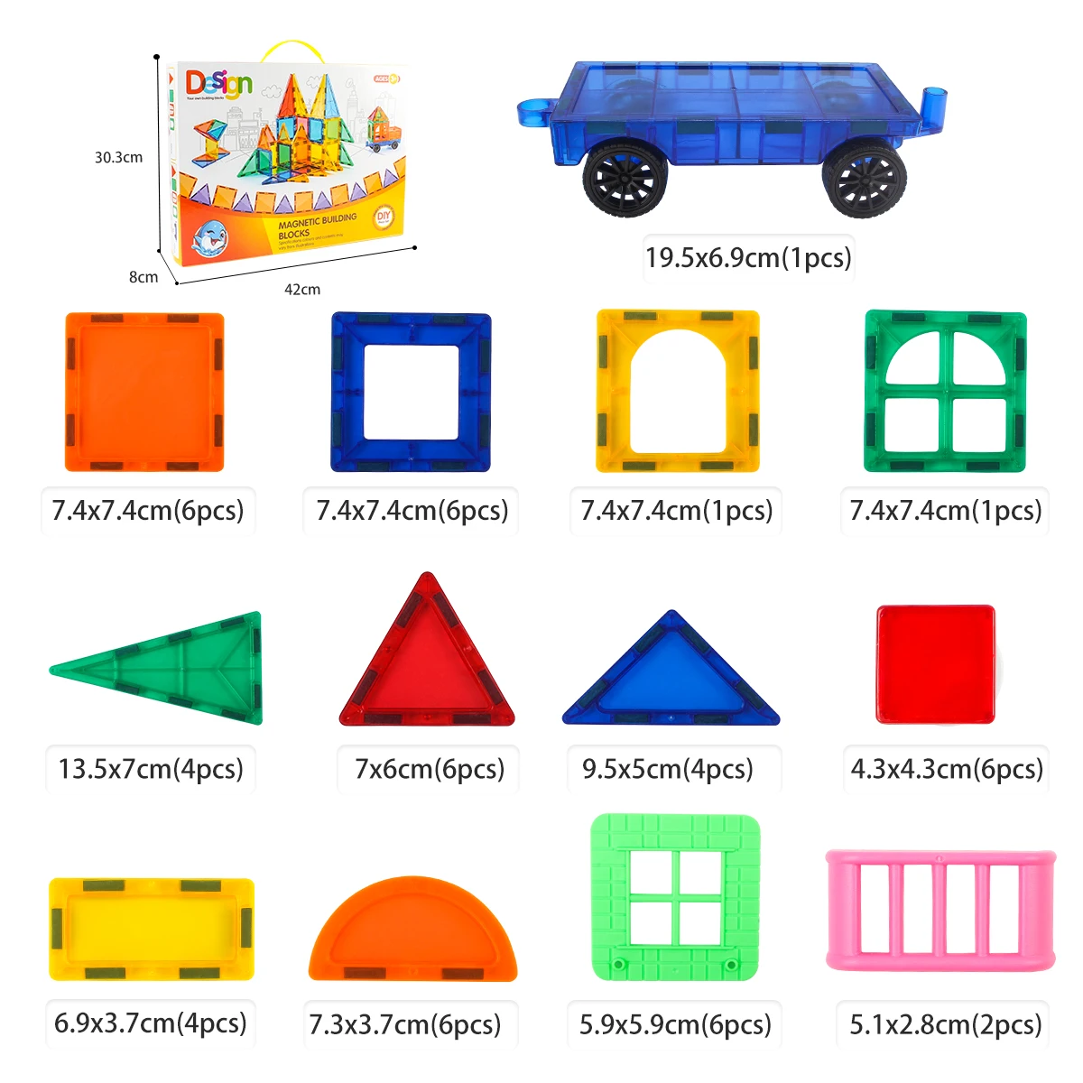
53pcs Magnetic Tile Paly Set Block Magnetic Building Block Toy Sets Educational Toys 