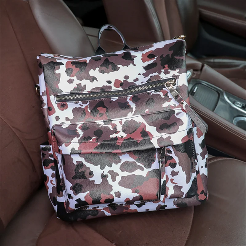 

2021 Hot Sale Travel Large Capacity Different Color Cow Pattern Faux Leather Backpack DOM112-1404
