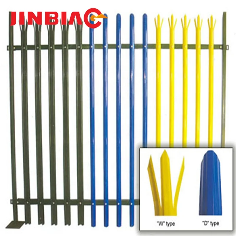 

pvc coated hot-dipped galvanized steel palisade fencing, Red,blue,yellow,green,white or etc