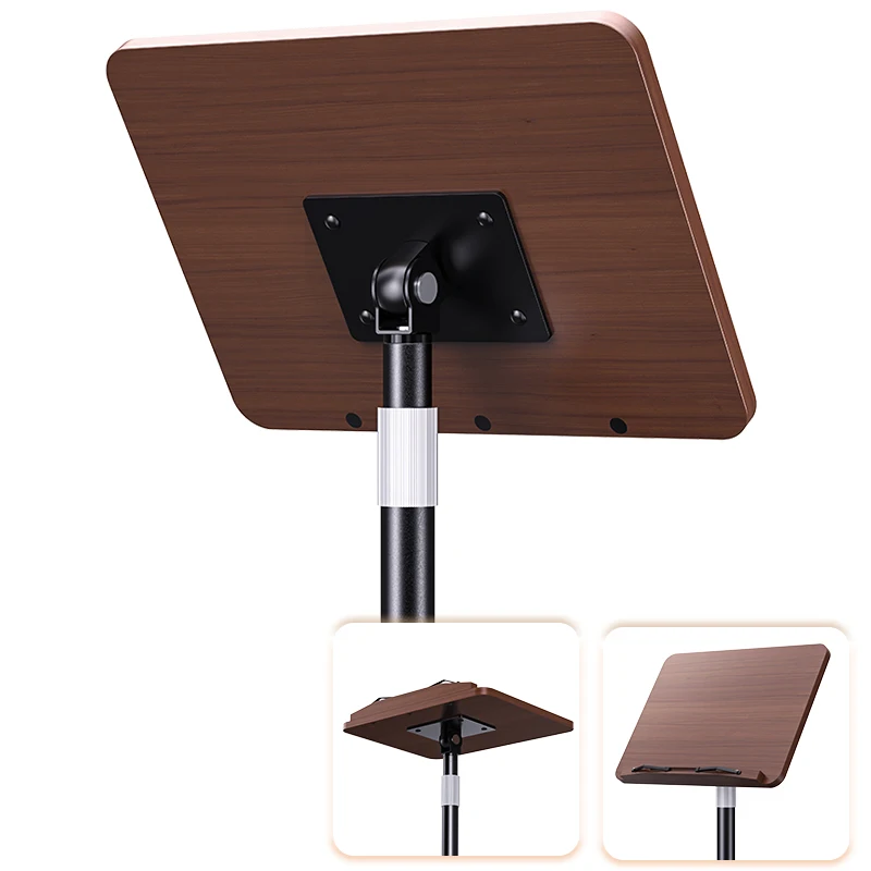 

Newly Arrival Height Adjustable Upright Flooring Bamboo Book Stand Holder for Reading Hands Free with page clips