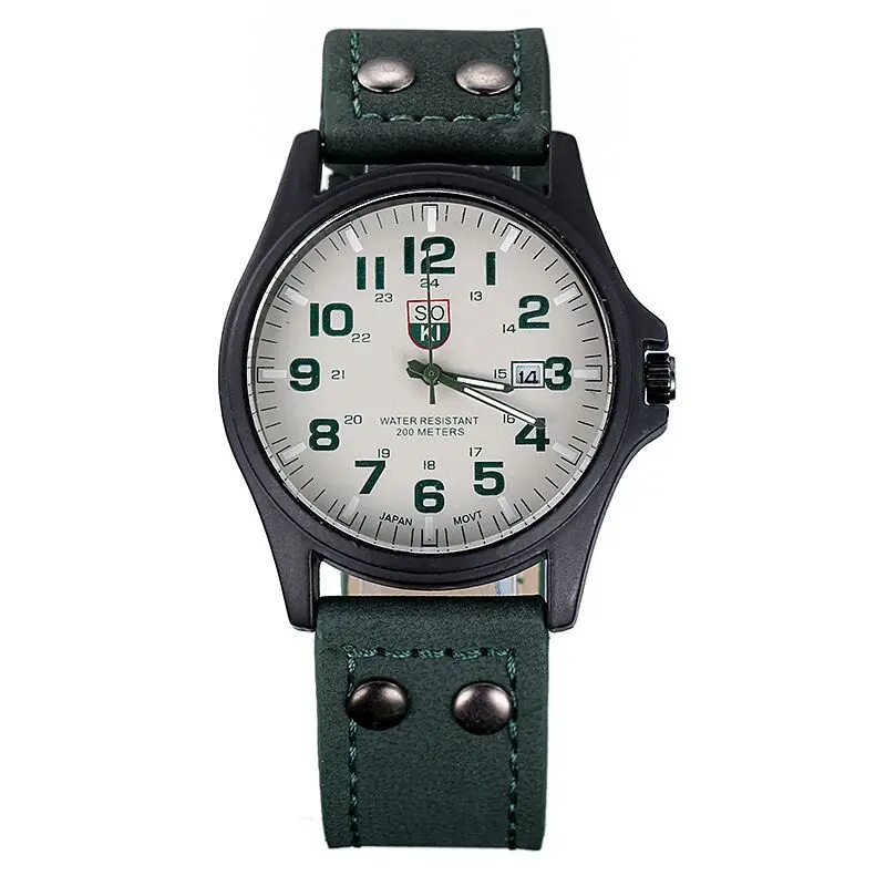 

SOKI new casual quartz men's watch fashion belt military watch student sports watch calendar