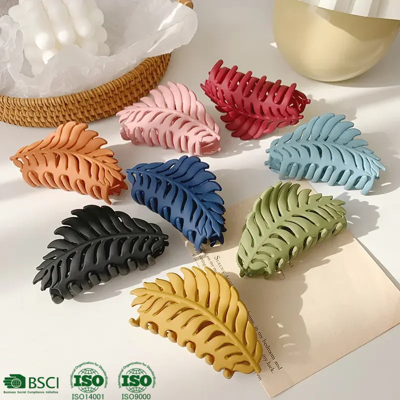 

new hot sale Leaf design matte large hair claw clip pc hair claw clip for women