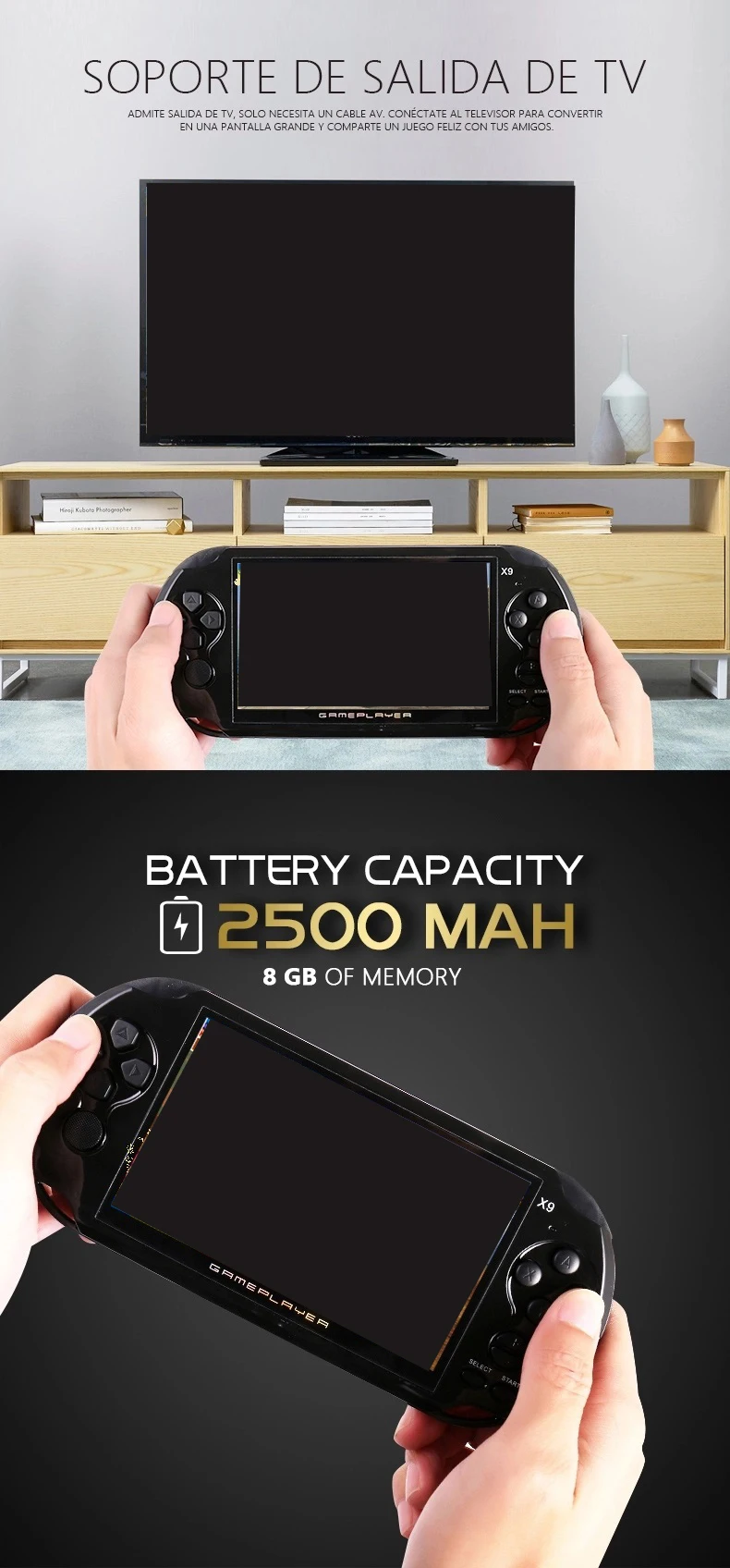 Retro Arcade X9 Game Console 8gb 5.1 Inch Portable Handheld Video Game