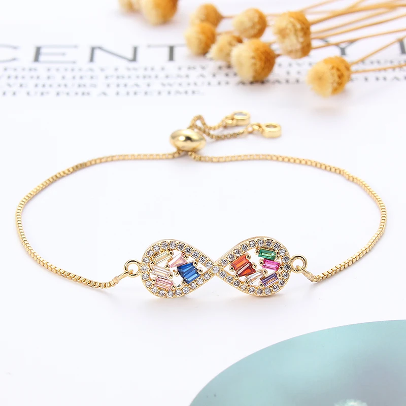 

Hot Sale Simple Fashion 8 Word Bracelet with Cubic Zirconia Adjustable Bracelet Factory Wholesale, Picture