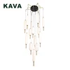 Popular selling apartment villa high ceiling hanging copper glass long chandelier pendant light