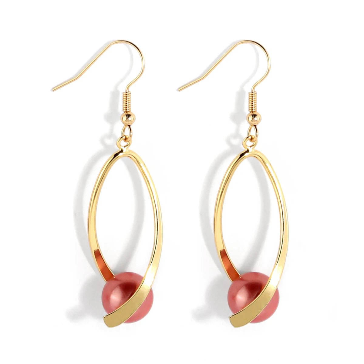 

2023 Newest Design 14k Gold Plated Shiny Earrings Rotating Minimalist Design Hawaiian Samoan Europe Earrings Women