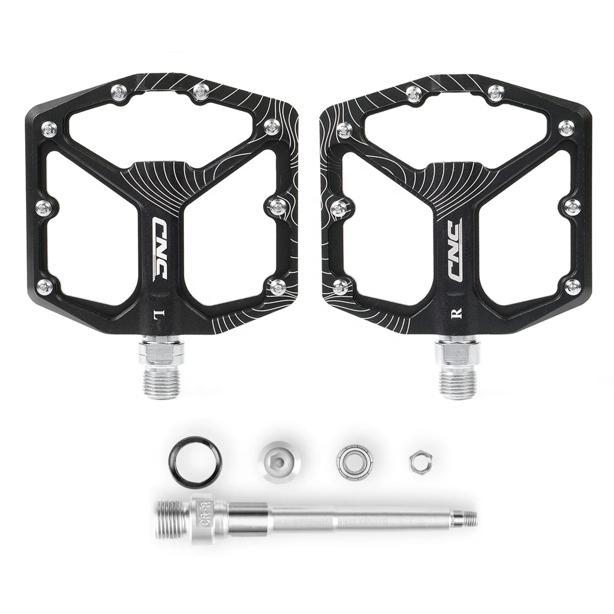 

Bearing Mountain Pedals Lightweight Aluminum Alloy Bicycle Platform BMX Pedals, Black/purple/red